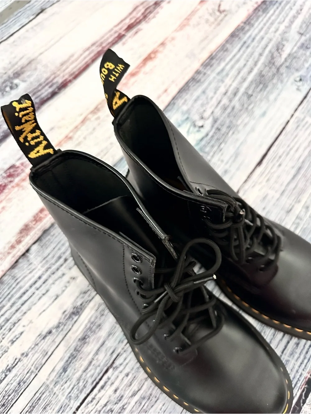 Dr. Marten 1460 Classic Smooth Black Leather Lace Up Boots $180